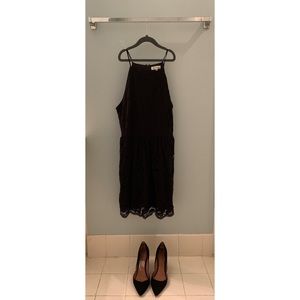 Black lace mini dress